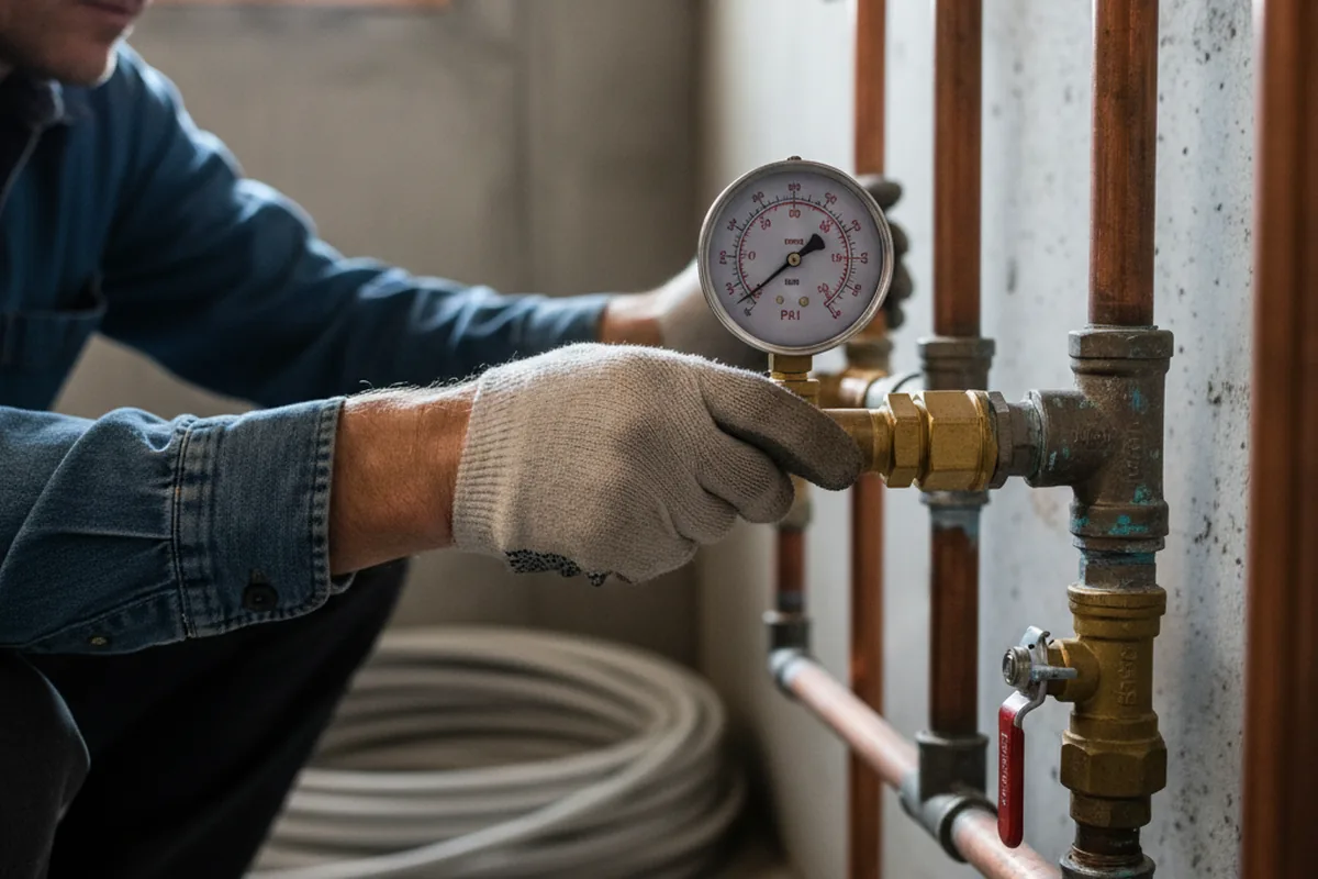 Pressure testing a repaired line during Water Line Repair in Martin